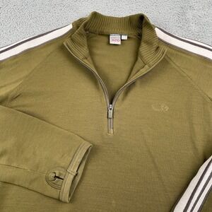 Icebreaker Sweater Mens XL Green Merino Wool Sport LTD 320 1/4 Zip Pullover